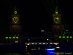 Oberbaumbrücke, mit Laser Animationen zur „Brücke der Herzen"